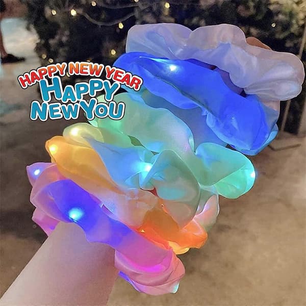 ZENGO 6 stk. LED Lys Hårstrikker, Lysende Strikk Ponytail Holdere, Elastiske Hårbånd, Flere Lysmoduser Hårstrikker Tilbehør gave