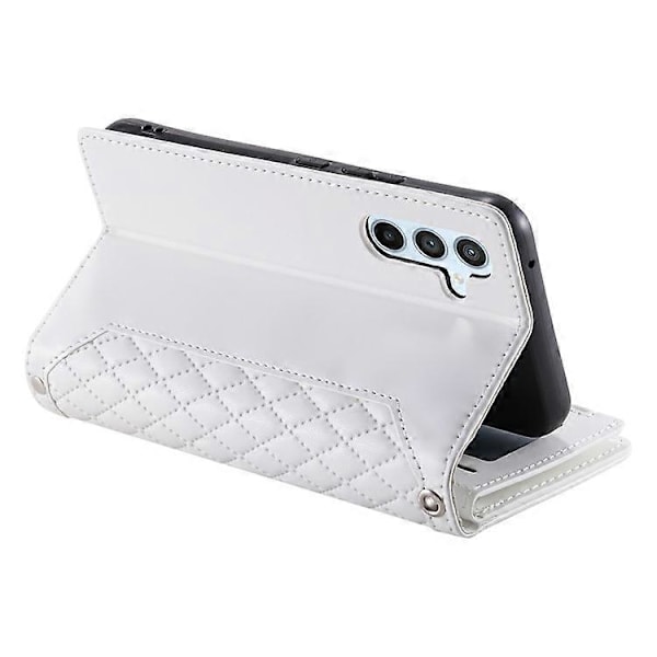 Stil 005 Kompatibelt För Samsung Galaxy A56 5G Plånboksfodral Rombsömmar PU Läder Telefonskal White