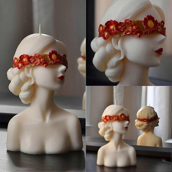 2 Stykker Silikone 3D Lysform, Blindfoldet og Lukket Pigeform Lysforme DIY Aromaterapi Lysforme Støbning Lysforme til Håndværk, Duftende