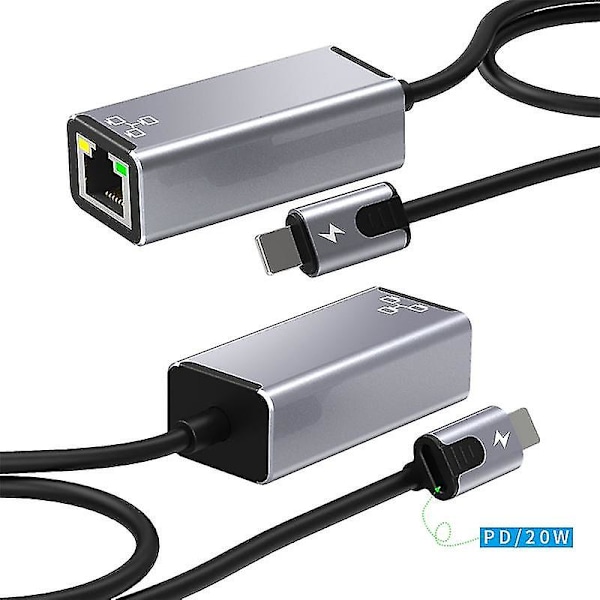 8-nastainen RJ45-adapteri Ethernet-adapteri Pd20w Lataus Ulkoinen 100mbps Verkkokortti Plug-and-play F