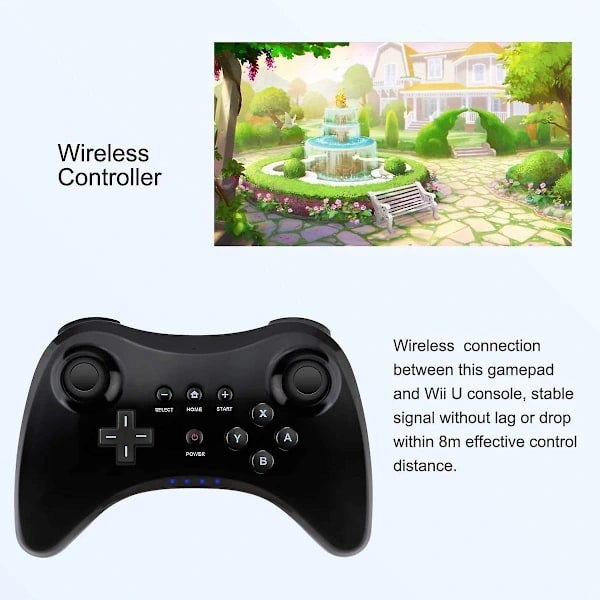 Pro-controller til Wii U, trådløs gamepad til Nintendo Wii U-konsol Joystick Dual Analog Game Controller (sort)