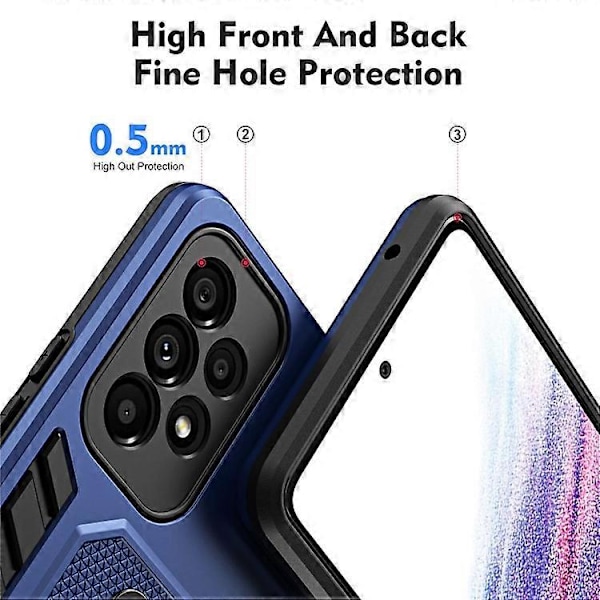 Kompatibel med Samsung Galaxy A33 5G Anti-ripe Telefondeksel med Fingerstropp PC + TPU Støtte Cell Phone Cover Blue
