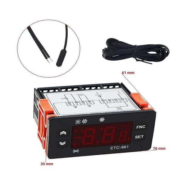 Etc-961 Termostat Temperaturkontroller Fuktighetskontroll Termometer Hygrometer Kjøling Ala TY