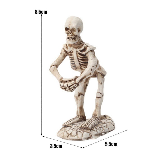 Skjelettfigur Pennholder Resin Skjelettstatue Skulptur Blyantstativ Hjemmekontor Skrivebord Dekor Ornament Halloween Festival Gave