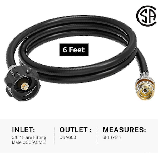 1,8 m Propanadapter Slange 0,45 kg til 9 kg Konverter for Weber Q Gassgrill 1 stk Z-Excellence
