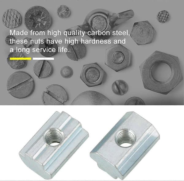 20 st Standard Glidmutter Galvaniserat Kolstål T Glidmutter för Aluminiumprofiltillbehör (T Mutter Typ 40 M6) ZeGoods