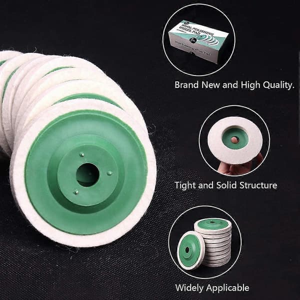 10 stk. Dia 100mm Poleringsull Hjulpute Buffer Skive Bore Dia 16mm-hs
