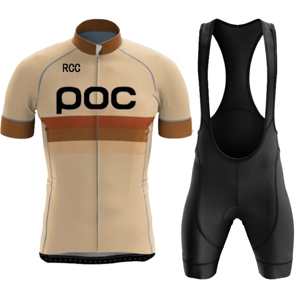 RCC POC Herr Team Cykeltröja Set Sommar Sport Racing Cykelkläder Cykelkläder Cykel MTB Maillot Ropa De Ciclismo Beige Asian sizes-XS