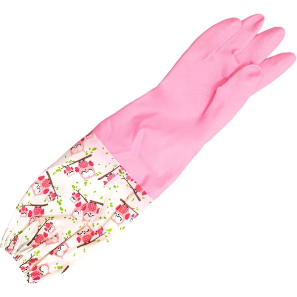 Ett par gummihandskar för rengöring av dammrännor - lång arm Pink