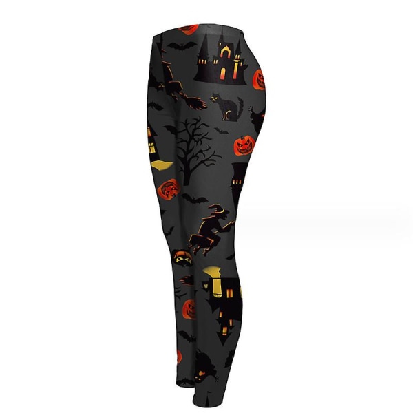 Halloween Leggings för kvinnor Roliga grafiska stretchiga byxor COLOR 1 L
