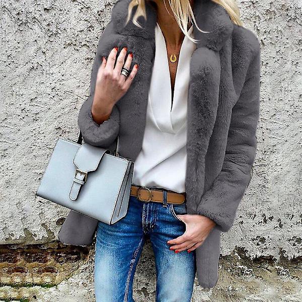 Damjackor Fluffy Coat Ytterkläder Dark Grey 2XL