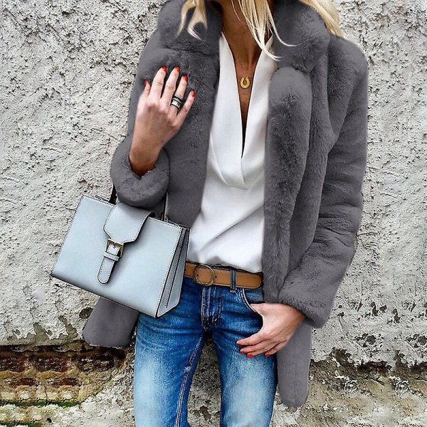 Damjackor Fluffy Coat Ytterkläder Dark Grey M