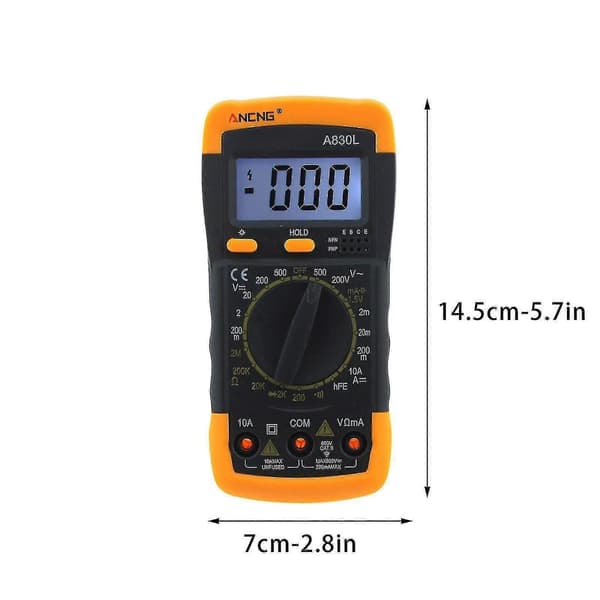 Digital Voltmeter Amperemeter Måler Auto Range Digital Elektrisk Måler Måler AC/DC Strøm Spænding Modstand Kapacitet Temperatur