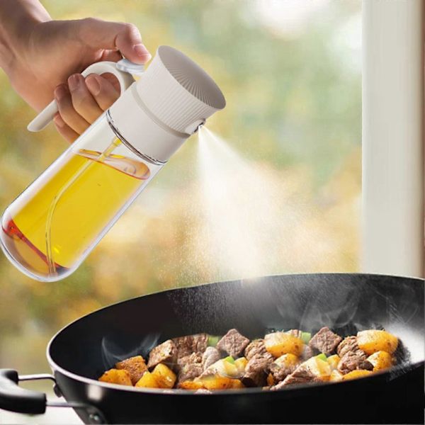 Oliesprøjte til Madlavning 280ml Oliedispenser Stereo Bred Spray Oliedispenserflaske med Tragttud til Salat BBQ
