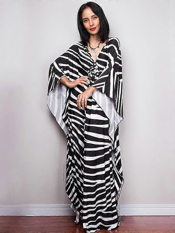 Lediga kaftan saronger med zebratryck