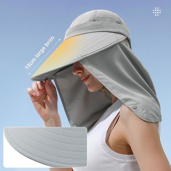 Kalastushattu kaulaläpän cover Ulkokäyttöön tarkoitettu UV-auringonsuoja laajalierinen hattu cover & amp; Kaulaläppä kalastusretkeilypuutarhaan Gray