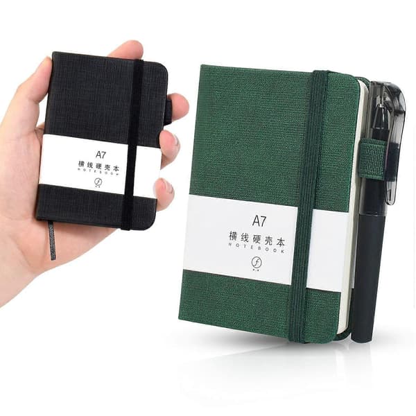 2-pak A7 Størrelse Linjeret Journal Notesbog - Lommeformat PU Hard Cover Notesblok