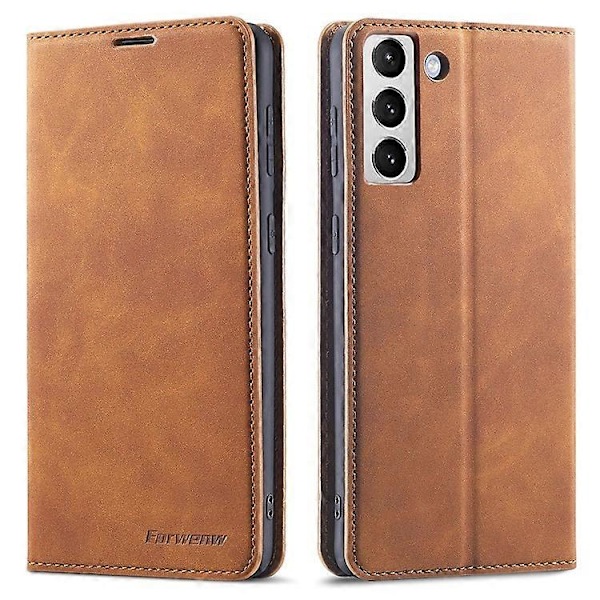 FORWENW Kompatibelt för Samsung Galaxy S23+ Hudvänligt Läder Mobiltelefonfodral Ställ Fantasy Series Flip Plånboksfodral Brown