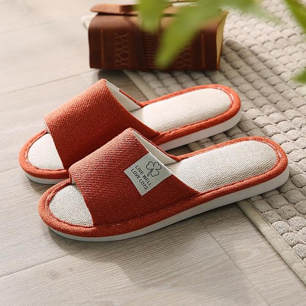 Söt tecknad kanin Kanin Bomull Linne Tofflor Dam Sommar Andas Tjock Plattform Slides Tofflor Kawaii Flip Flops Sandaler Red-Thin 44-45(27-27.5cm)