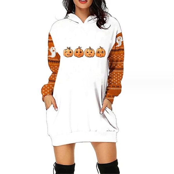 Halloween muotihupparit minimekko naisille Halloween Hocus Pocus -asu syksyinen pitkähihainen hupullinen mekko style 15 3XL