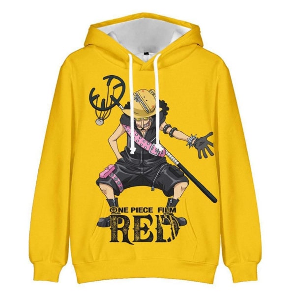 2023 Ny Anime One Piece Casual Huvtröja 3D digitalt tryck yellow XS