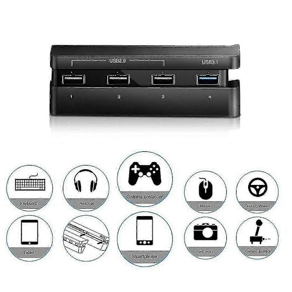 Ps4 Slim Spelkonsol Hub, 4 Usb Portar Hub, Expansionsadapter
