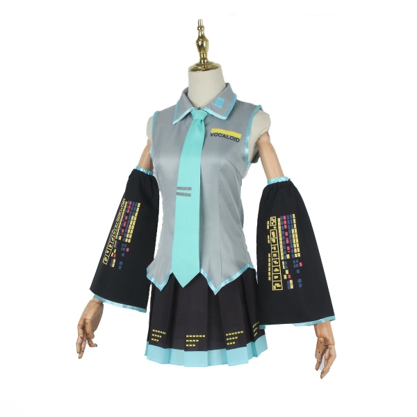 Uusi Trend Miku Cosplay -asu midi-mekolla ja peruukilla naisille/miehille headdress XXXL