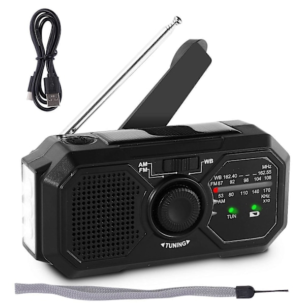 Vevradio | Soldriven handvevsradio, uppladdningsbar solradio för utomhuscamping och överlevnad