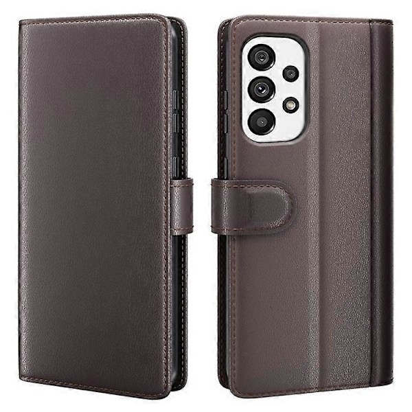 Kompatibel med Samsung Galaxy A53 5G Wallet Case Split Læder Ægte Læder Folio Flip Stand Stødsikkert Cover Brown