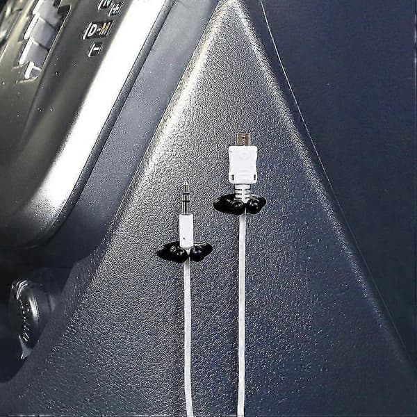 16 stk. selvklæbende kabelclips, multifunktionelle mini-ledningclips, kabelorganisator, ledningsstyring til bil (sort)