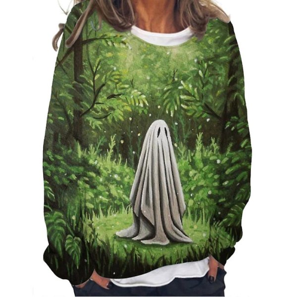 Ghost Sweatshirt Kvinnor Halloween Pumpkin Shirts Rolig nyhet Grafiska T-shirts Långärmade höstskjortor style 9 XXL