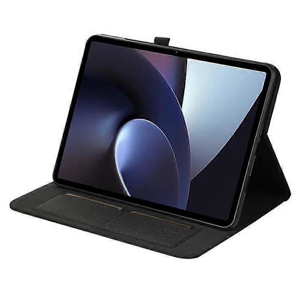 Yhteensopiva Oppo Pad Neo -tabletin kangaskuvioinen nahkakotelo, jossa on jalusta ja korttipidike Black