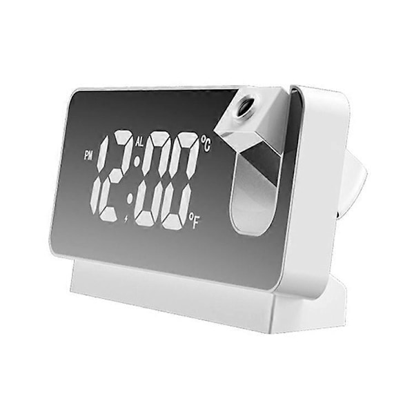 S282 Multifunktionell Kreativ LED-Skärm Väckarklocka Elektronisk Digital Tid Temperatur Kalender Projektionsväckarklocka (Standard White