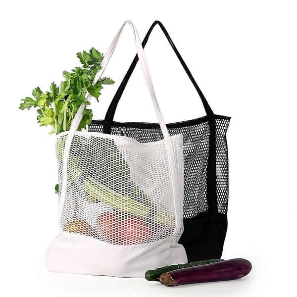 Kangaskassi Canvas Nylon Mesh -rantakassi * Musta