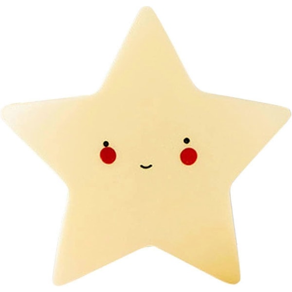 UBIUO Söt LED Nattlampa för Barn, Kawaii Stjärnor Måne LED Nattlampa Heminredning (Gul Stjärna)