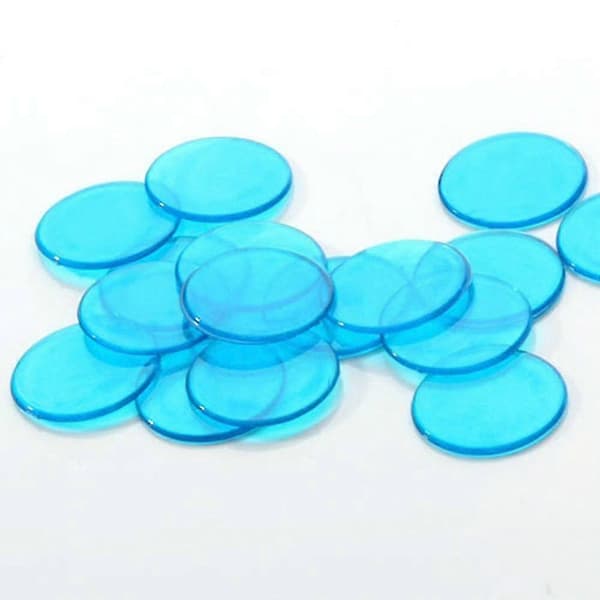 100 stk. Blå Bingo Chips i Plast, 3 cm