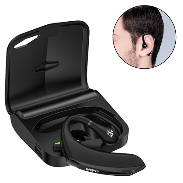 1 stk Bluetooth-ørestykke trådløst mono-hodesett for bedrifter, stemmesvar i øret ørepropper for kjøring, batteri, støyreduserende hodetelefoner Black Red