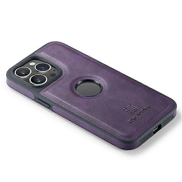 DG.MING Kompatibel med iPhone 13 Pro Max Cover PU Læder+PC+TPU Cover med Logo Visningsvindue Purple