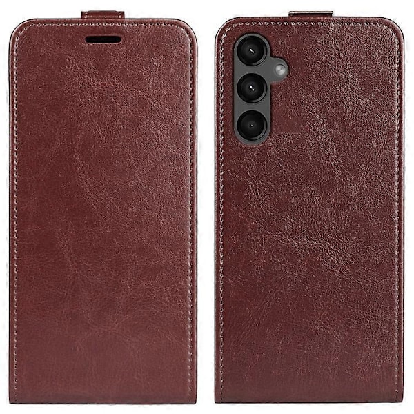 Yhteensopiva Samsung Galaxy A15 4G Korttipidike Puhelinkotelo Crazy Horse -kuvioinen Nahkakuori Brown