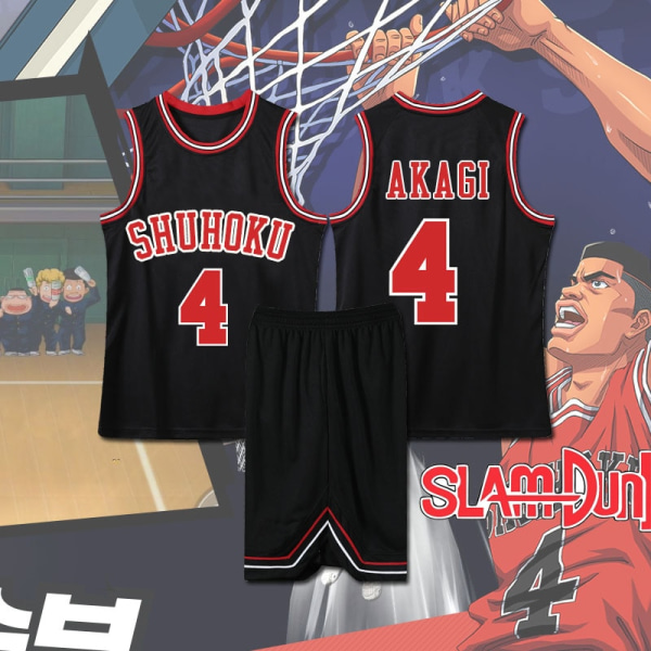 Anime Sakuragi Hanamichi Cosplay Slam Dunk Jersey Shohoku School Basketball Team Univor Urheiluasut Kaede Rukawa Cosplay-asu White 3XS