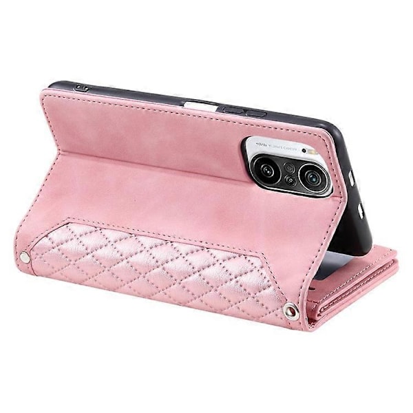 Kompatibel med Xiaomi Poco F3 5G / Mi 11i / Redmi K40 5G / K40 Pro 5G Mobiltelefon Cover, 005 Style Wallet Læder Telefon Cover Rhomb Pink