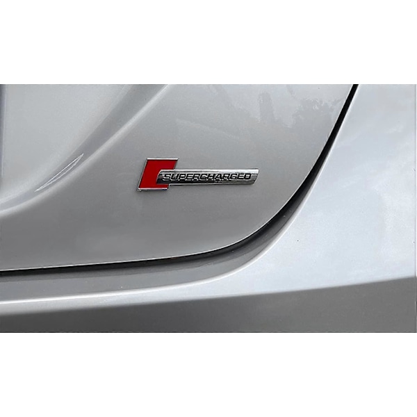 2 stk. Metal Supercharged Premium Auto Badge Bagklap Sticker Side Skærm Decal (Sort-rød)