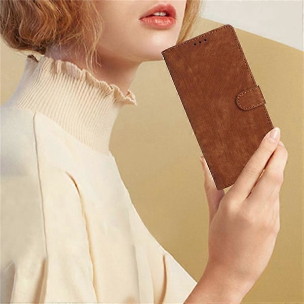 Kompatibel med TCL 40 SE Etui med Håndledsrem Hud-berørings Wallet Læder Telefon Cover Brown