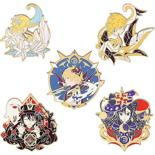 Genshin Impact Hutao Brosche Nål - Hutao Karakter Cosplay Emblembrosche Lapel Nål - Gave til Fans, Kvinder og Piger tartaglia a -