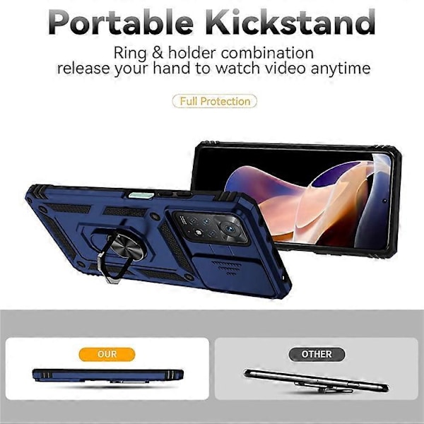 Kompatibelt för Xiaomi Redmi Note 11 Pro 4G (MediaTek) / Redmi Note 11 Pro 5G (Qualcomm) Skydd Hårt PC + TPU Skyddsfodral Ro Blue
