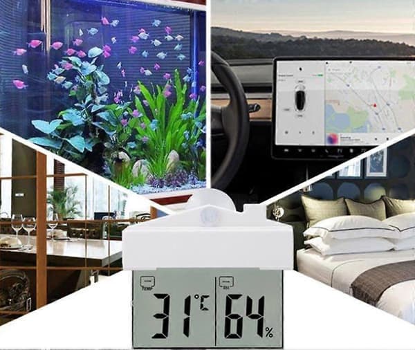 Vinduestermometer digitalt LCD hygrometer, indendørs og udendørs selvklæbende vinduestermometer