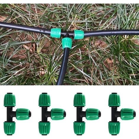 VooGenzek 10 Stykker 16mm Drypvandingsfittings, Modhage T-slangeforbindelse, Vandingsslangeforbindelse.