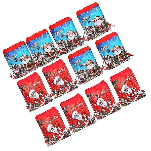 12 stk. Jule Santa Claus Snørepose