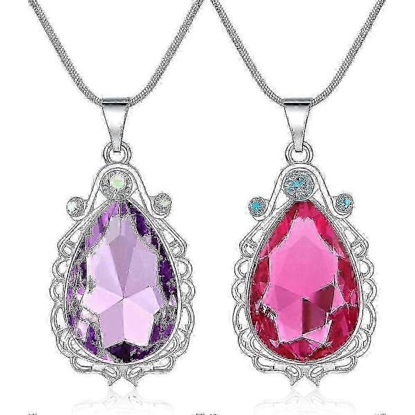 2 stk. The First Amulet Prinsesse Halskæde Tvillingesøster Dråbe Halskæde Magisk Smykkegave til Piger