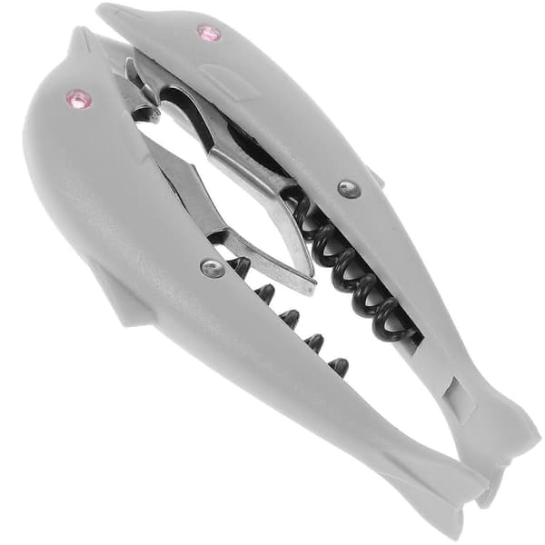 Hauska pullonavaaja delfiinin muotoinen harmaa 15x3cm pullonavaus 2kpl